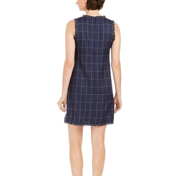 JULIA JORDON Navy Tweed Grid Pattern Shift Dress NWT 14 - Picture 11 of 15